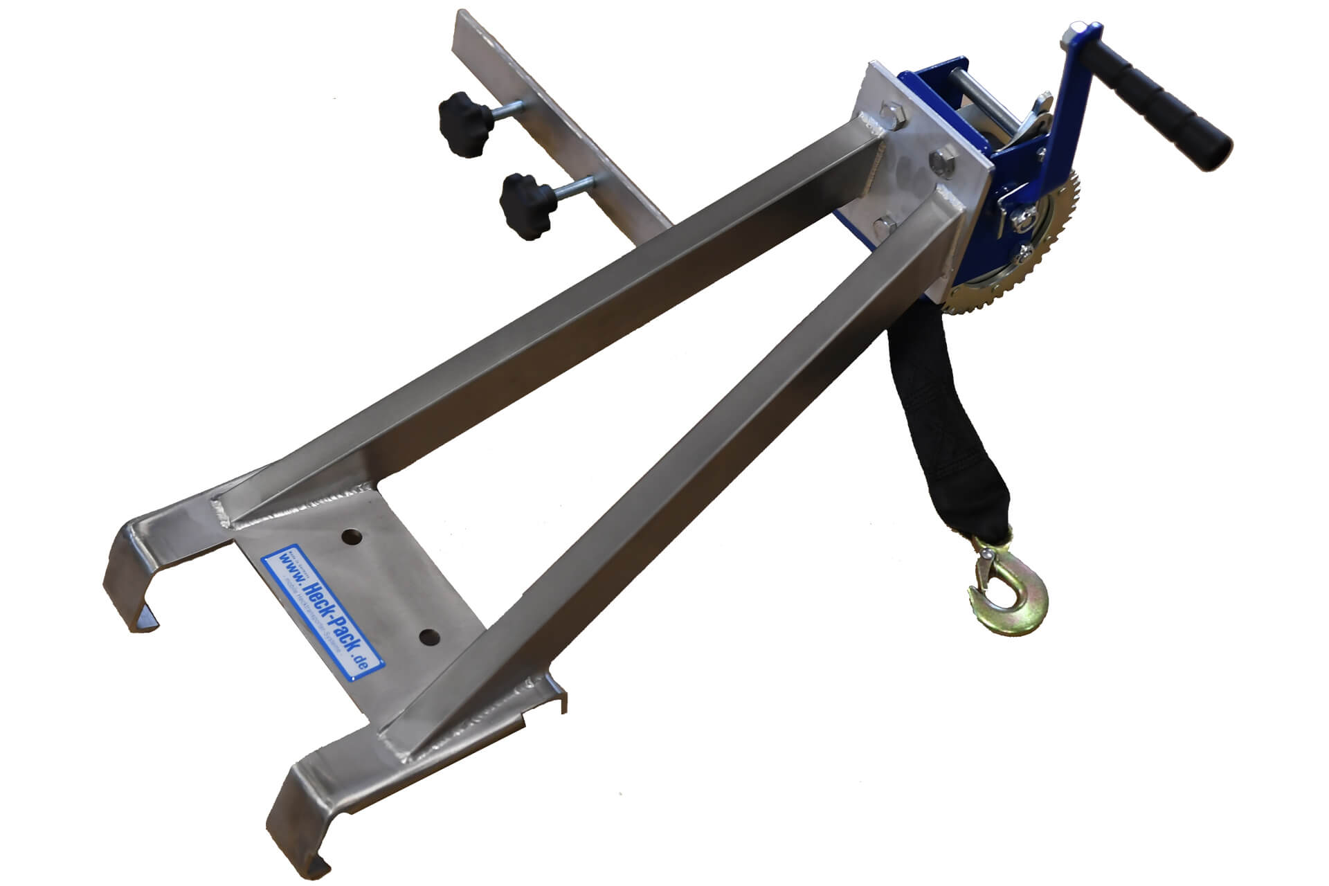 Aufsteckbare Halterung aus Edelstahl 1.4301 incl. Handseilwinde