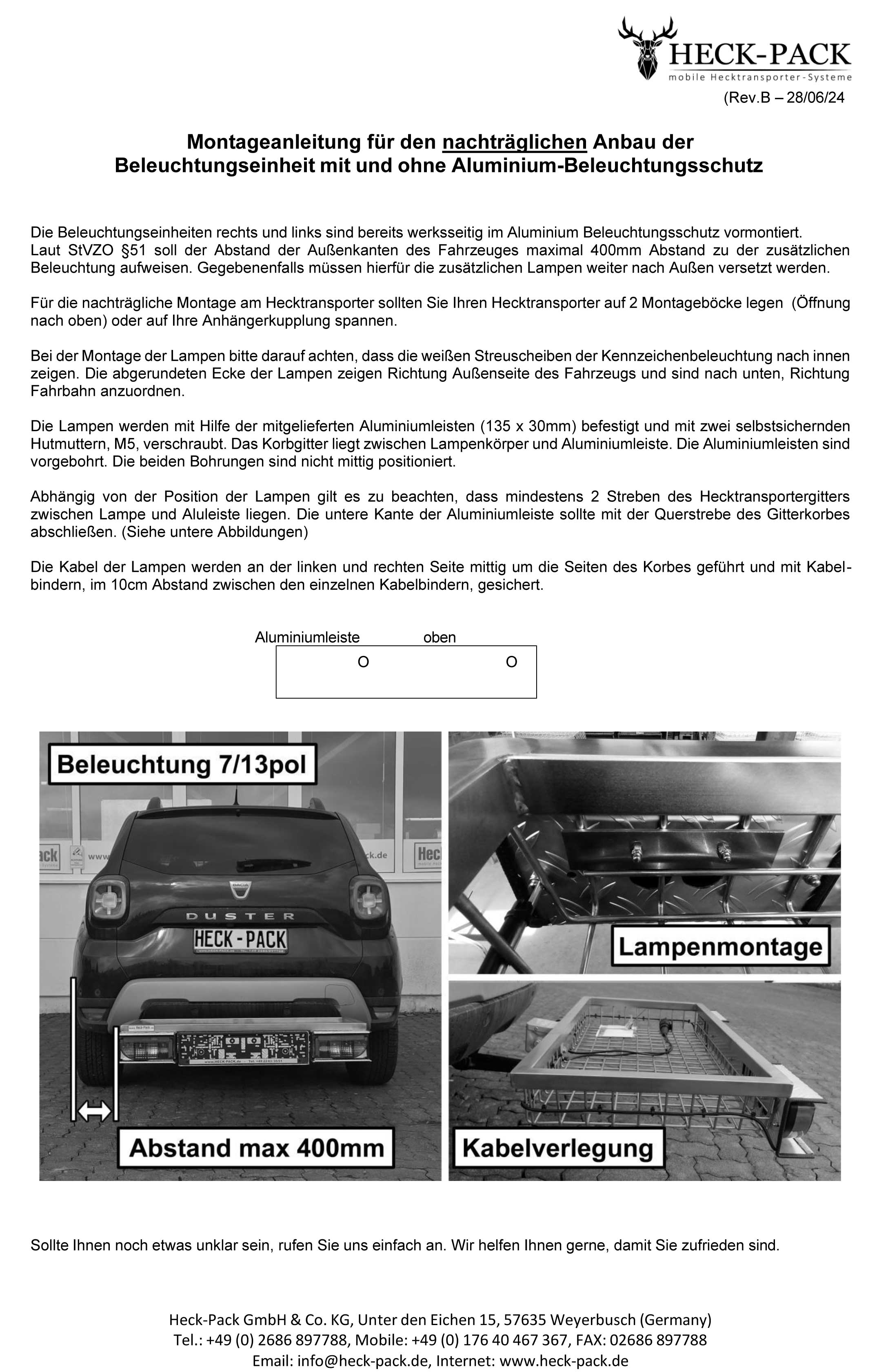 Beleuchtungseinheit mit und ohne Aluminium-Beleuchtungsschutz
