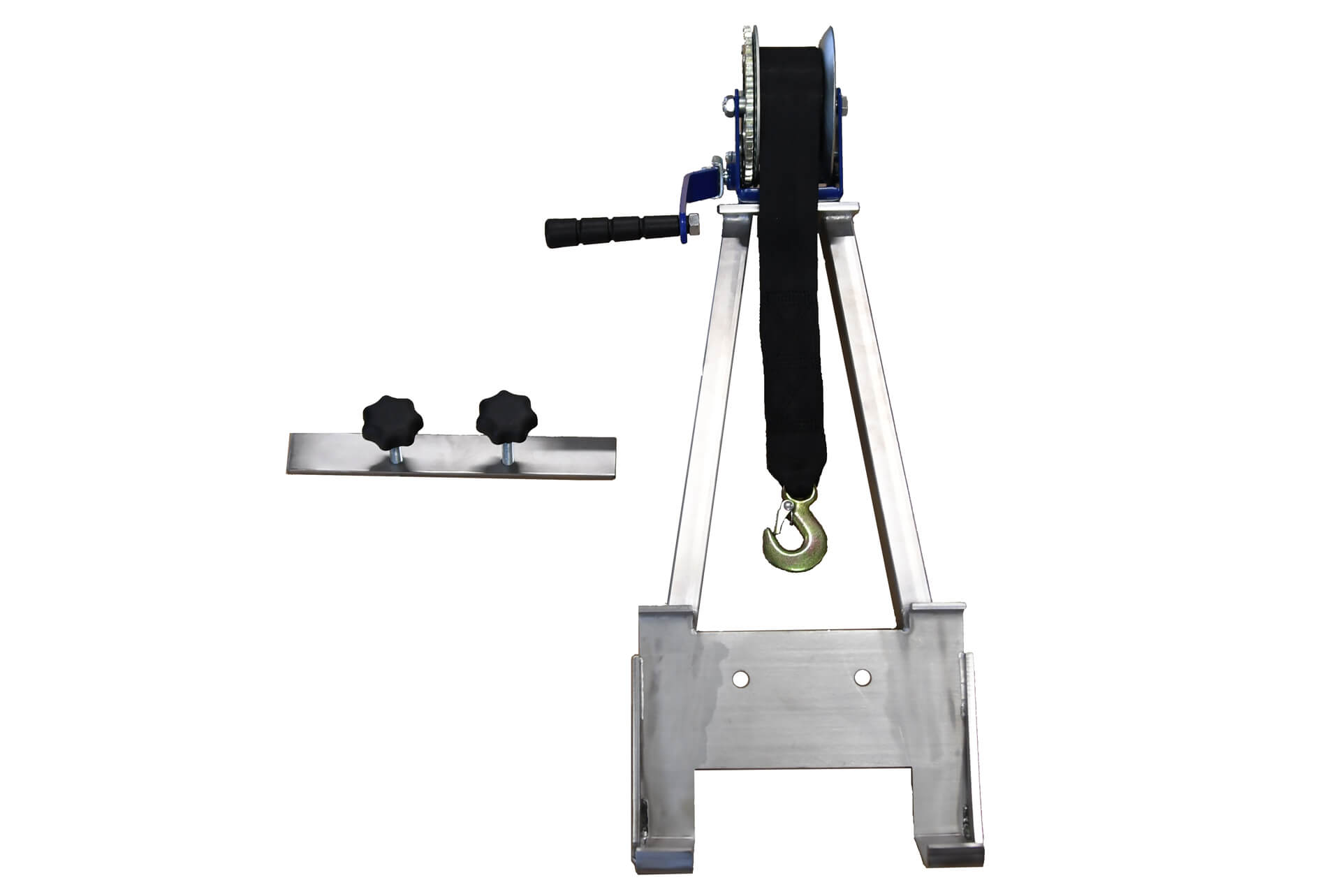 Aufsteckbare Halterung aus Edelstahl 1.4301 incl. Handseilwinde für 125mm HP