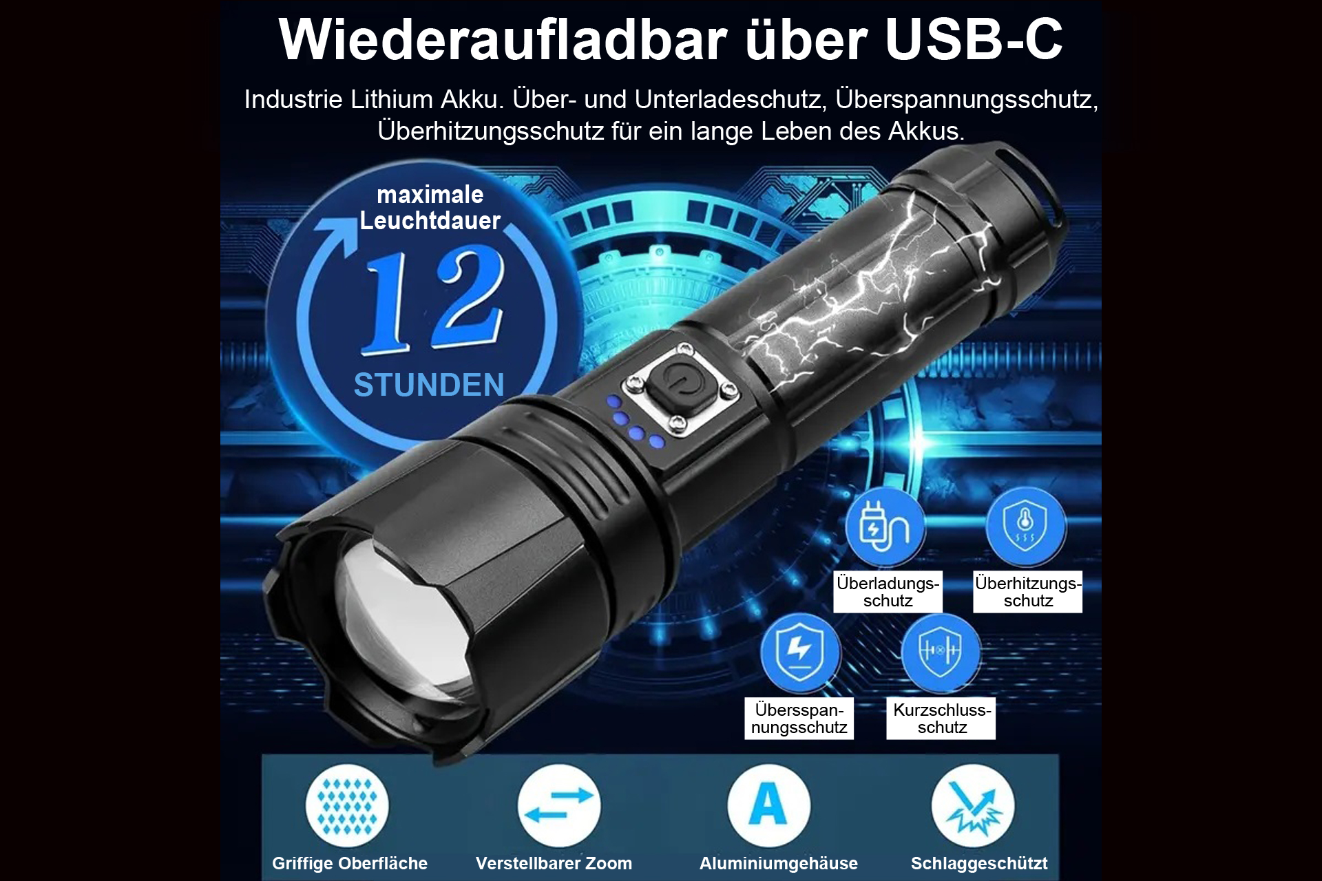 LED Taschenlampe mit XHP70.2 LED Chip