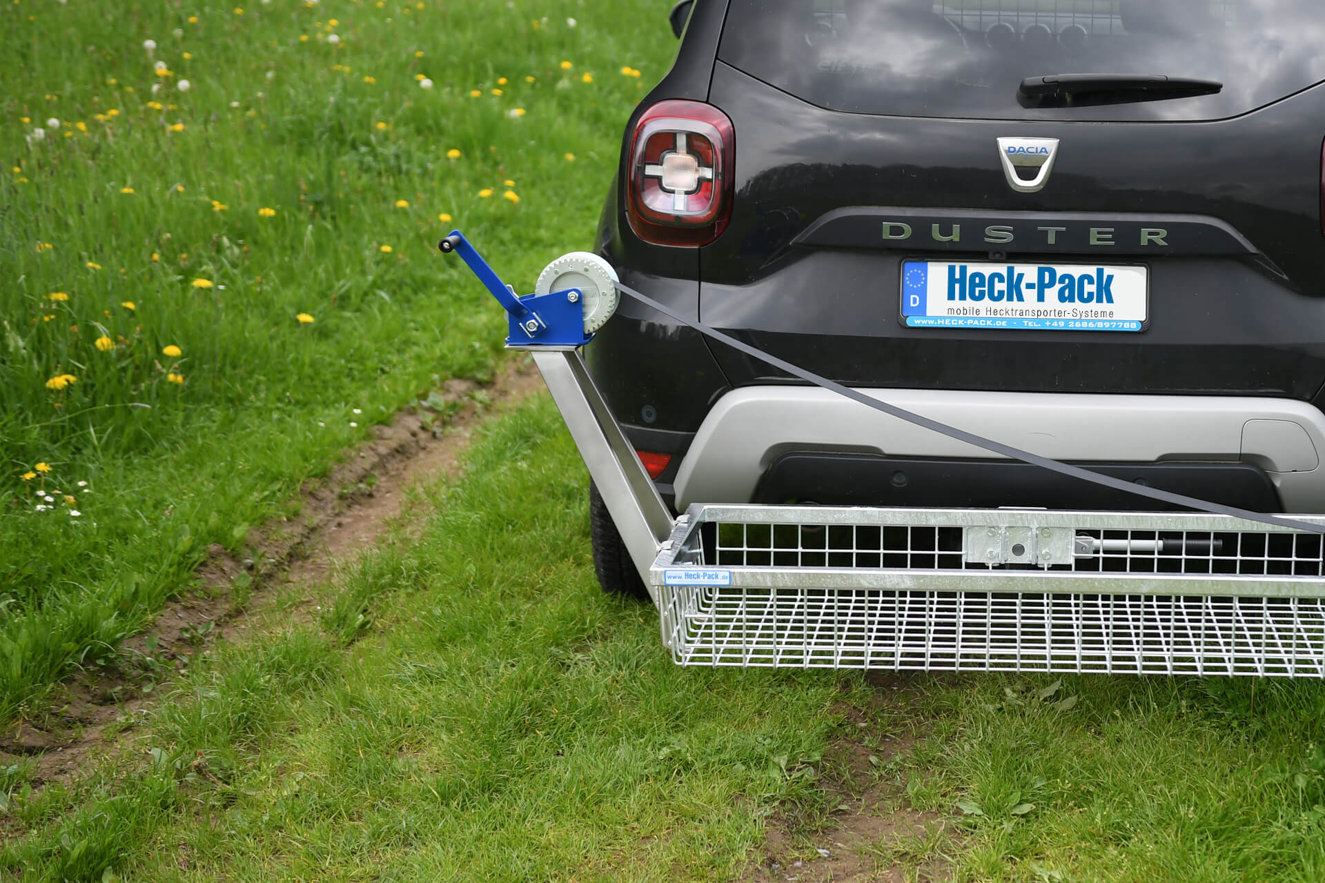 Aufsteckbare Halterung aus Edelstahl 1.4301 incl. Handseilwinde für 125mm HP