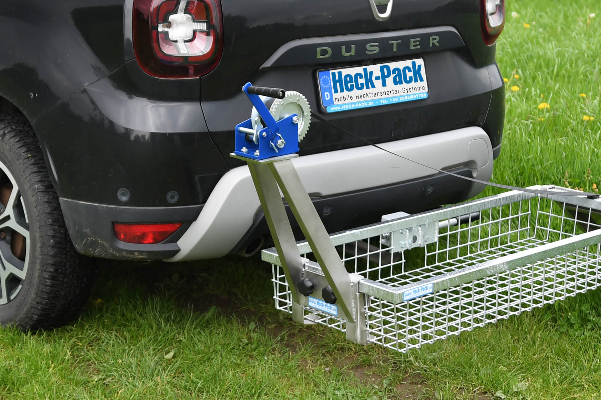 Aufsteckbare Halterung aus Edelstahl 1.4301 incl. Handseilwinde für 125mm HP