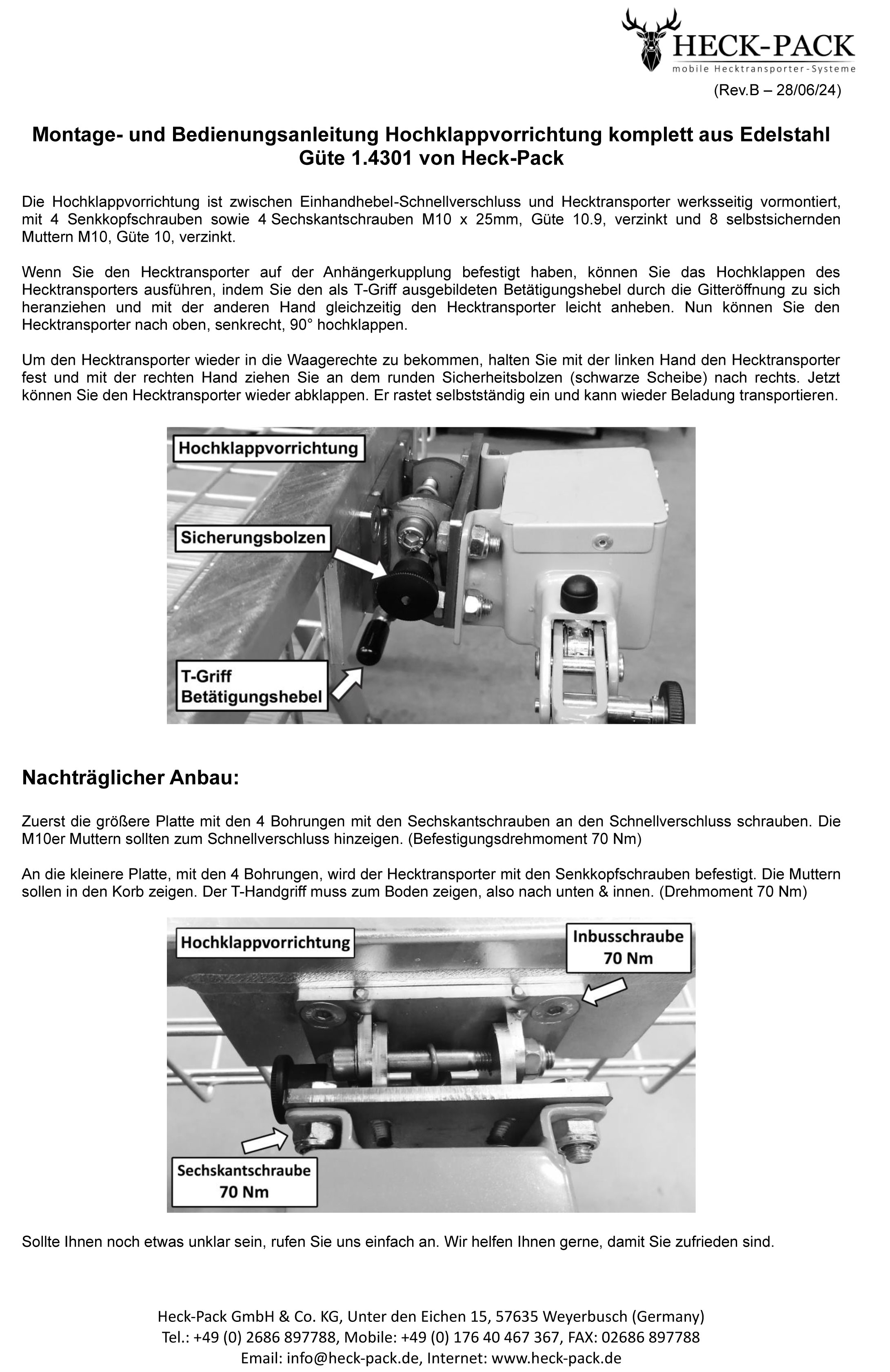 Hochklappvorrichtung